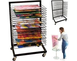 Kunst droogrek – schilderij droogrek met 19 verstelbare planken, metalen tekeningenrek, ruimtebesparend voor atelier en klas