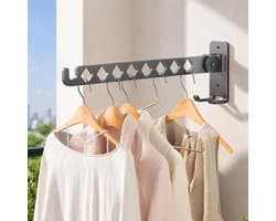 Inklapbaar droogrek voor aan de muur, robuust en ruimtebesparend, ideaal voor badkamer, balkon en wasruimte, perfect voor kleding en handdoeken