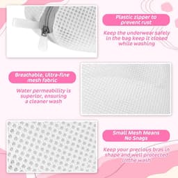 Lingerie Waszakje- Set van 2 - Stevige Lingerie Waszak met Ritsbescherming - 18 x 15 cm - voor Wasmachine, Handdoeken, Ondergoed, T-Shirts & Fijne Was - Wit & Grijs — thumbnail 3