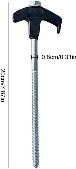 Tentharingen Schroef - Grondankers Palen - Kamperen Vastzetten - Oplichtend in Donker - 20 cm - Zwart — thumbnail 5