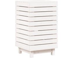 Wasmmand – Wasbak – Wascontainer – Mand Voor Wasgoed – Waskorf – Massief Dennenhout – Ruim Formaat 44x44x76 cm – Afdekbare Deksel & Wandmontage