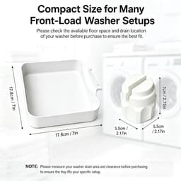 KZQ Afvoerbak voor wasmachine - Afvoerbak voor wasmachine met voorlader - Afvoerbak - Dekselopener - Geleidingslamellen - 17,8 x 17,8 x 5 cm - Geschikt voor kelders, appartementen, stacaravans en garages - 3-delige set — thumbnail 2