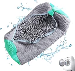 waszak, sneakers, schoenwaszak, wasmachine met ritssluiting, herbruikbare mesh waszak, schoenreiniging voor alle schoenen, grijs — thumbnail 1