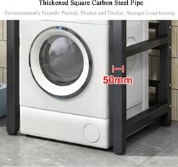 Droogrek Verhoger - Wasmachine Tafel - Ruimte Besparen - Verstelbare Hoogte - 75 cm Breed - Wit Zwart — thumbnail 4