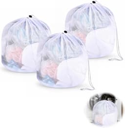 Wasnet voor wasmachine - 3 stuks, 40 x 50 cm, grote waszak met trekkoord voor ondergoed, sokken en delicate kleding — thumbnail 1