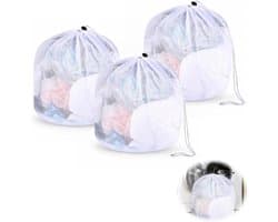 Wasnet voor wasmachine - 3 stuks, 40 x 50 cm, grote waszak met trekkoord voor ondergoed, sokken en delicate kleding