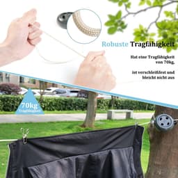 SnelShoppen - Extendable Clothesline 10 m - Camping Waslijn - Lichtgewicht en Compact - Ideaal voor Buiten, Reis, Tuin en Badkamer - Zwart — thumbnail 4