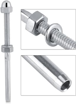 SnelShoppen - 10 Stuks RVS Handrail Kabel Spanner met Draadverbinding voor 1/8" Kabel railing systeem - Duurzaam en Roestvrij staal - Eenvoudige insta — thumbnail 4