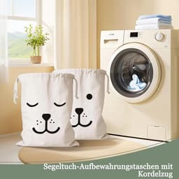Set van 2 Katoenen Waszakken met Trekkoord - 60 x 50 cm - Ideaal voor Kleding, Speelgoed en Organisatie — thumbnail 2