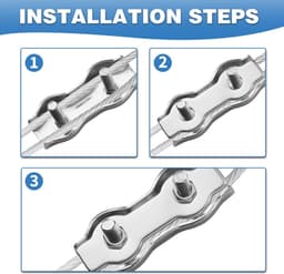 SnelShoppen - Duplex Kabelconnector M3 Draad Kabel Clips 12 Stuks 304 RVS 3 mm voor Draad Rope, Waslijn, Luifel, Vaste Bevestiging — thumbnail 5