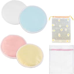 SnelShoppen - Set van 4 Wasbare Herbruikbare Bamboe Borstvoeding Inleggers - Hoog Absorberend met Opbergzak en Waszak - 12 cm - Zacht en Veilig voor B — thumbnail 1
