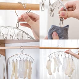 Thijox - Roestvrijstalen Kledingdroogrek Hanger met 8 Clips - Ondergoedhanger voor Sokken, Handdoeken, Luiers, Baby- en Kinderkleding, Handschoenen - — thumbnail 3