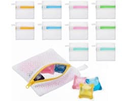 Thijox - 10 mini-wasnetten, waszakken met antiaanbaklaag voor wasmiddelcapsules, duurzame polyester opbergzakken, wasorganizer voor reizen en gevoelig
