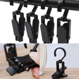 Thijox - 10 Stukken 360 Graden Draaibare Haken - Draagbare Clips, Grote Kunststof Klemmen voor Huis, Tuin, Camping en Keuken - Zwart, Sterke Wasknijpe — thumbnail 4