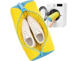 Schoenwaszak voor wasmachine - Geel - Herbruikbare pluche waszak met ritssluiting - Voor sneakers en sportschoenen