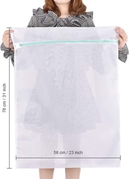 Wasnetjes met ritssluiting - Wit - 60 x 80 cm - Mesh Waszak met Rits - Bescherming voor Fijne Was — thumbnail 2