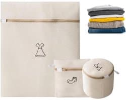 Set van 3 wasnetten voor voorzichtig wassen en opbergen van lingerie, sokken en ondergoed met ritssluiting