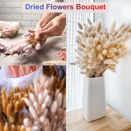 60 stuks konijnenstaarten, natuurlijke gedroogde bloemen, 43,2 cm, mini-hazenstaart, lagurus ovatus, bloemenboeket voor bloemendecoratie, bruiloft, Kerstmis, zwart — thumbnail 3