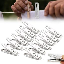 Wasknijpers – Wasknijpers – 100 stuks – Stevig en duurzaam – geschikt voor het ophangen van kleding en dekens – Windbestendig – Roestvrij staal – 1,0 mm platte clip zonder spijker — thumbnail 1