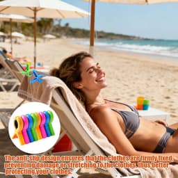 Dailygoods - Wasknijpers groot formaat plastic 10 stuks – Kleurrijke anti-slip klemmen 9,5x7cm – Sterke wasklemmen voor strandhanddoek, kleding, balkon, camping gebruik — thumbnail 3