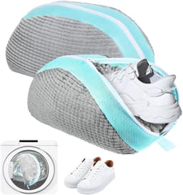 Dailygoods - Schoenwaszak, waszak, 2 stuks, ritssluiting, waszak voor schoenen, anti-vervorming, licht en draagbaar, herbruikbaar wasnet, waszak voor sneakers, grijs, 39 x 25 x 9 cm — thumbnail 1