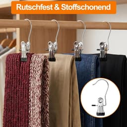 40 Stukken Kledingklemmen van Roestvrij Staal - 360° Draaibare Niet-glijdende Kledinghangerklemmen - Universele Klemmen voor Broeken - Schoenen - Handdoeken en Meer - Sterk en Duurzaam — thumbnail 3