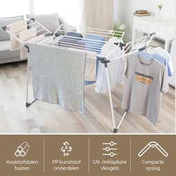 Dailygoods - Extra Groot en Stabiel Droogrek met Vleugels - 25 Meter Drooglijnlengte - Voor Binnen en Buiten — thumbnail 2