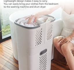 Dailygoods- Wasmand 3 Vakken - Plastic Wasmand met Wielen - Draagbare Rollende Wasmand - Verwijderbare Opbergcontainers - Lichtgewicht PP-Plastic - Handvat voor Makkelijk Gebruik - Wascontainer — thumbnail 4