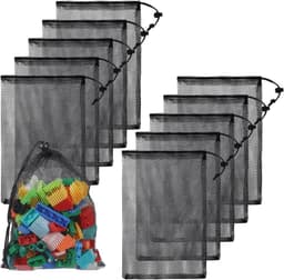 SnelShoppen - 10 Stuks 20x30cm Nylon Mesh Waszakken met Trekkoord, Duurzame en Lichtgewicht Opbergzakken voor Sportuitrusting, Wassen en Meer — thumbnail 1