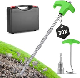 SnelShoppen - 30 Stuks Stalen Tentpinnen met Doos - 25cm Grondpinnen met Tip en Nagelpunt - Sterke Tentpinnen voor Hardere Grond, Bossen, Tuinen - Gro — thumbnail 1