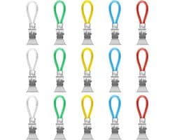 SnelShoppen - 15 Stuks Towel Clips Hangers voor Handdoeken - Duurzaam RVS en Kunststof - Kleur: 5 Verschillende Kleuren - Ideaal voor Badkamer, Keuken