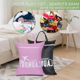 Reiswaszakken Set van 2, Ideaal voor Sport, Vakantie en Camping, Met Rits voor Vuile Was, Roze en Zwart — thumbnail 3