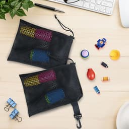Mesh Drawstring Bags - Opbergzakken Nylon - Sport Organisatie - Met Clips - 30x40 cm - Zwart — thumbnail 4