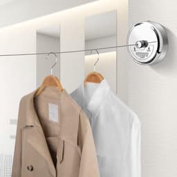 1 stuk - Intrekbare waslijn - 304 roestvrijstalen intrekbare waslijn - 2.8m verstelbare touw lijn - intrekbare waslijn voor aan de muur - voor het ophangen en drogen van badkamers, wasserijen, hotels, binnen en buiten - zilver — thumbnail 5