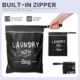 SnelShoppen - 2x Vouwbare Reiswaszakken met Rits - Herbruikbare Waszakken voor Reizen en Thuis - Ideaal voor Schoon en Vies Wasgoed - Compact en Licht — thumbnail 3