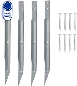 SnelShoppen - Pack van 4 Grondankers voor Schommel, Tuin, Speeltoren, Rozenboog - Galvaniseerd Staal, Inclusief Houten Schroeven, Veilig en Duurzaam — thumbnail 1