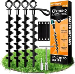 SnelShoppen - Heavy Duty Grondankers, Set van 4, Robuuste Volledig Geschroefde Grondankers met Riemen voor Het Bevestigen van Trampolines, Zonnescherm — thumbnail 1