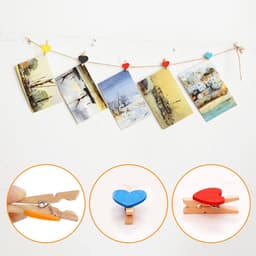 Wasknijpers Hartjes - Fotoclips Hout - Decoratieve Foto's - Kleurrijk Hart Design - 50 stuks - Meerkleurig — thumbnail 2