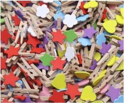 Houten Knijpers Hartjes - Mini Clips - Decoratie Maken - Natuurlijk Hout - 50 Stuks - Blauw — thumbnail 1