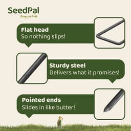 SeedPal Grondankers Bodemankers Onverzinkt - 250 Stuks - Haringen Aardnagels Stabiel, Grondankers Voor Onkruidvlies, Hek & Tent - 150 mm x 25 mm x Ø2,7 mm - Aardnagels/Bodemhaken Van Staal - Grondverankering — thumbnail 2