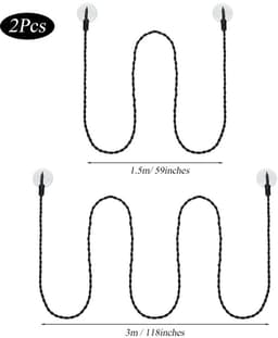 Dailygoods- Waslijn Uitschuifbaar 1,5/3 m - 2 Stuks Reiskleding - Draagbaar - Winddicht - Haken/Zuignap - Hoogwaardig Nylon - Wasophanglijn — thumbnail 4