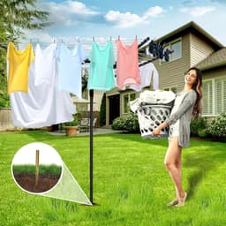 Robuuste Wasdroger voor Buiten met 12 Lijnen, 50 Meter Droogruimte, Verstelbare Hoogte en Vouwbaar Ontwerp voor Efficiënte Kledingdroging in de Tuin — thumbnail 5