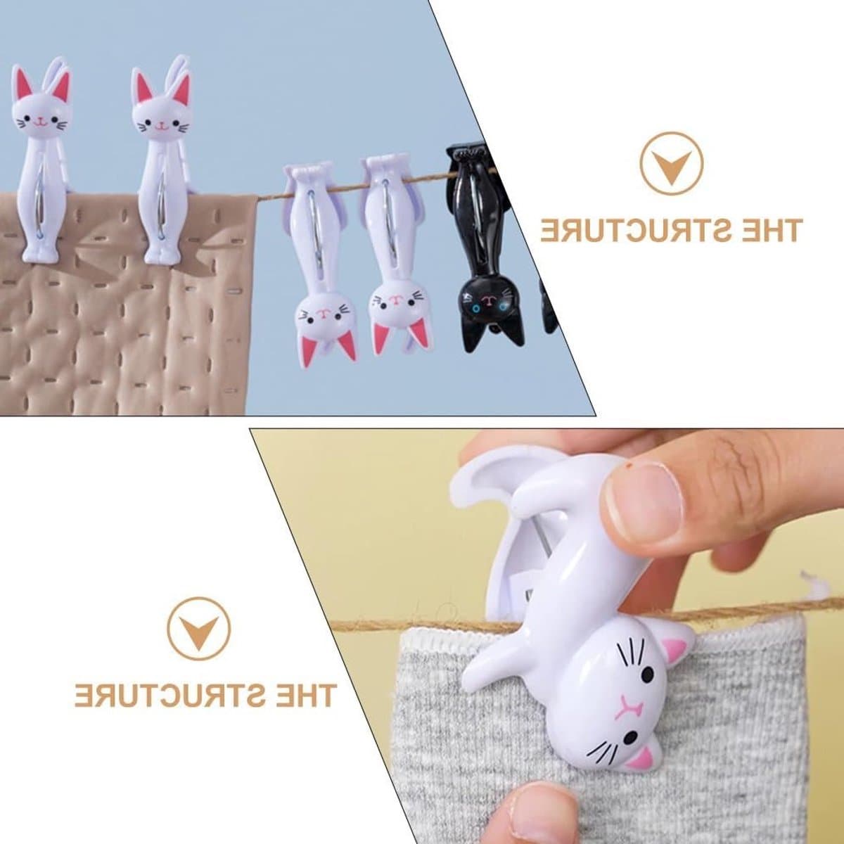 12 Stuks Kat Clip Kleding Mini Kledingknijpers voor Foto's, Theedoeken en Winddichte Handdoeken - Antislip Knijpers voor Thuisgebruik — afbeelding 1
