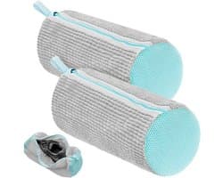 Schoenwaszakken voor de wasmachine - Set van 2, ideaal voor het reinigen van schoenen, wasnet voor schoenen, 360° reiniging, geschikt voor droger (grijs, 39 x 19 cm)