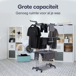 Wasrek Staand - Droogtoren Wassen - Kleding Drogen - Opvouwbare Wielen - 44 m Droogruimte - Zwart — thumbnail 5