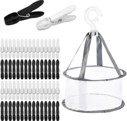 Dailygoods- Wasknijpers Set van 60 - Antislip Kunststof Wasknijpers - Wasknijpermandje - Windbestendige Wasknijpers - Beschermt Kleding - Afmetingen 7,3 x 2,5 cm - Wasknijperset — thumbnail 1