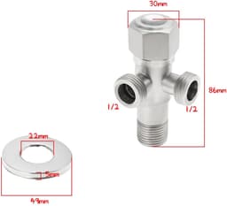 Dailygoods- Hoekventiel Dubbel 1 in 2 Uitlaten - Roestvrij Staal - Hittebestendig - Corrosiebestendig - Veilig en Duurzaam - Krasbestendig Ontwerp - Waterkraan — thumbnail 5