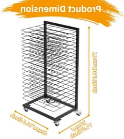 Functioneel foto droogrek met 18 verwijderbare planken en slotbare wielen voor kunst en afdrukken — thumbnail 4