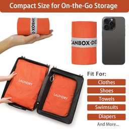 Dailygoody - Waterdichte Reiswaszak - Opvouwbare Vuile Waszak - 2 Stuks - Oranje - Wasopbergtas - Voor Thuis en Reizen - 2 Maten — thumbnail 3