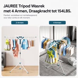 BOTC Wasrek Inklapbaar - Staand Droogrek Inklapbaar - 120 cm - Draagbaar droogrek - Opvouwbaar - In hoogte verstelbaar - Blauw — thumbnail 4